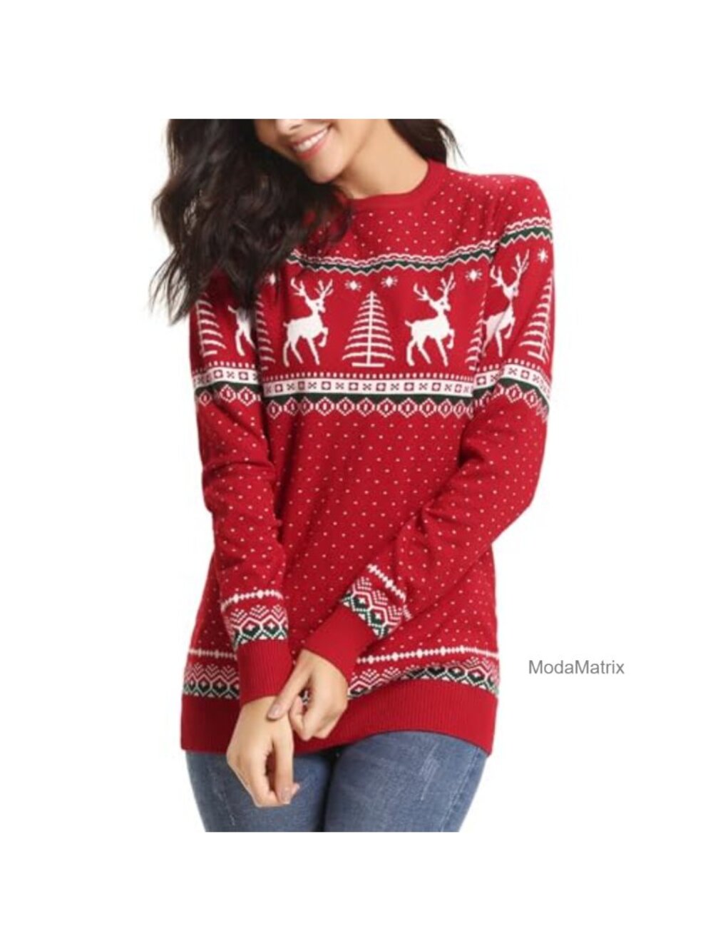 Cozy Knit Christmas Pullover Sweater Long Sleeve Crewneck